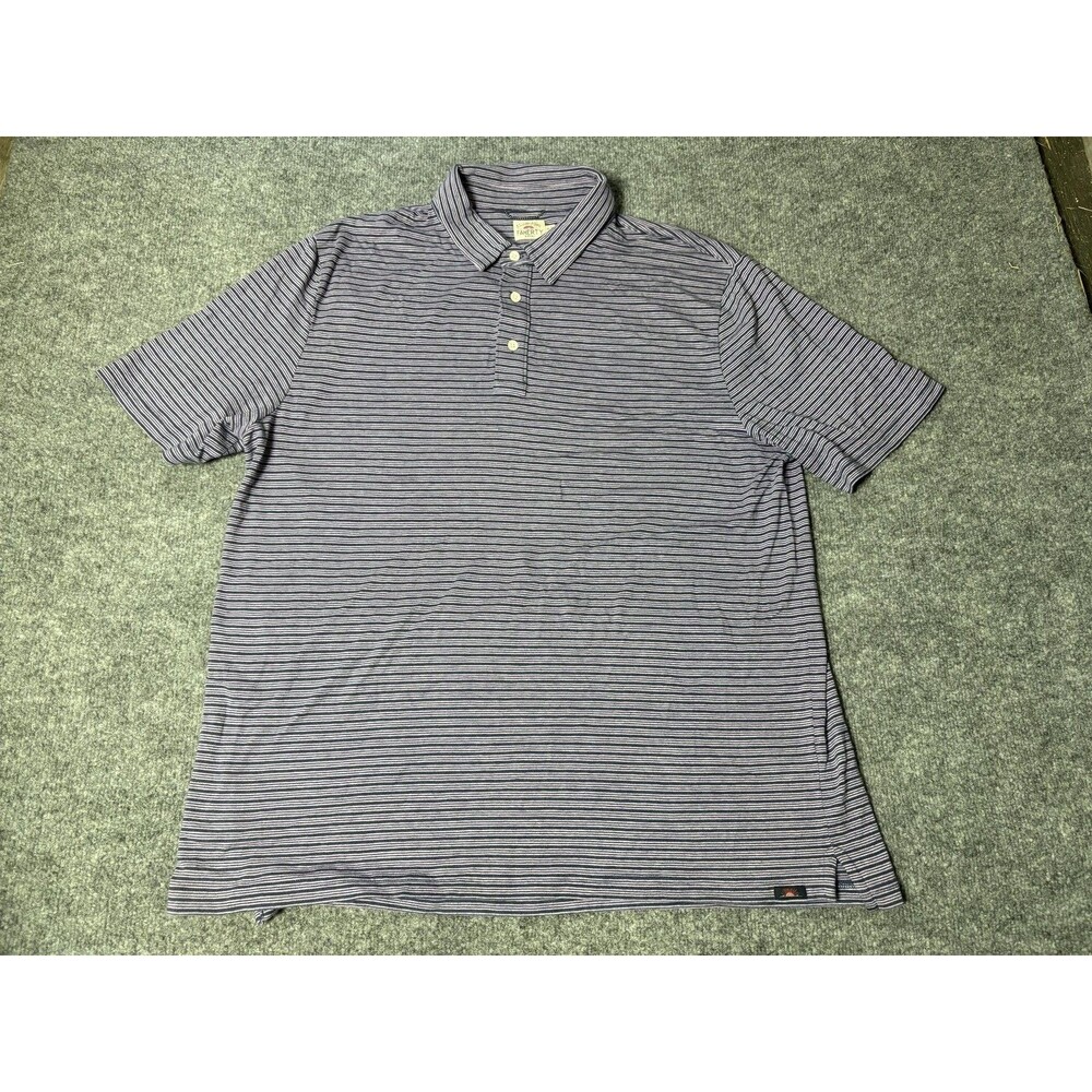 Faherty Polo Shirt Mens XL Purple Stripe Pima Cotton Modal Stretch Pocket Jersey